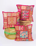 Housse de coussin rose bohème faite main 40x40 | Kimago